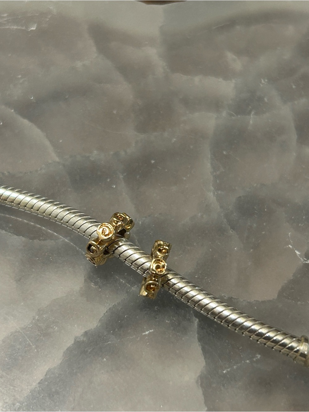 14k solid gold Pandora small rose spacers